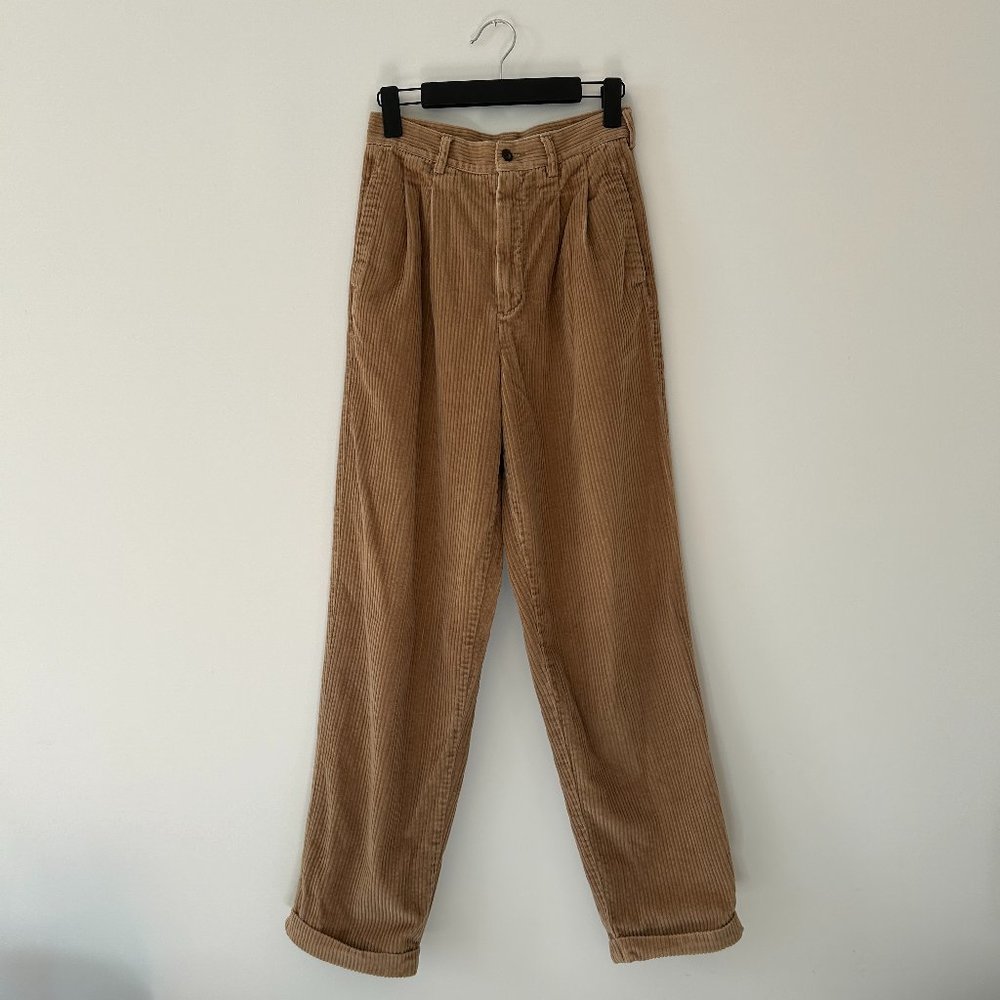 Eddie Bauer Tan Corduroy Pleated Pants